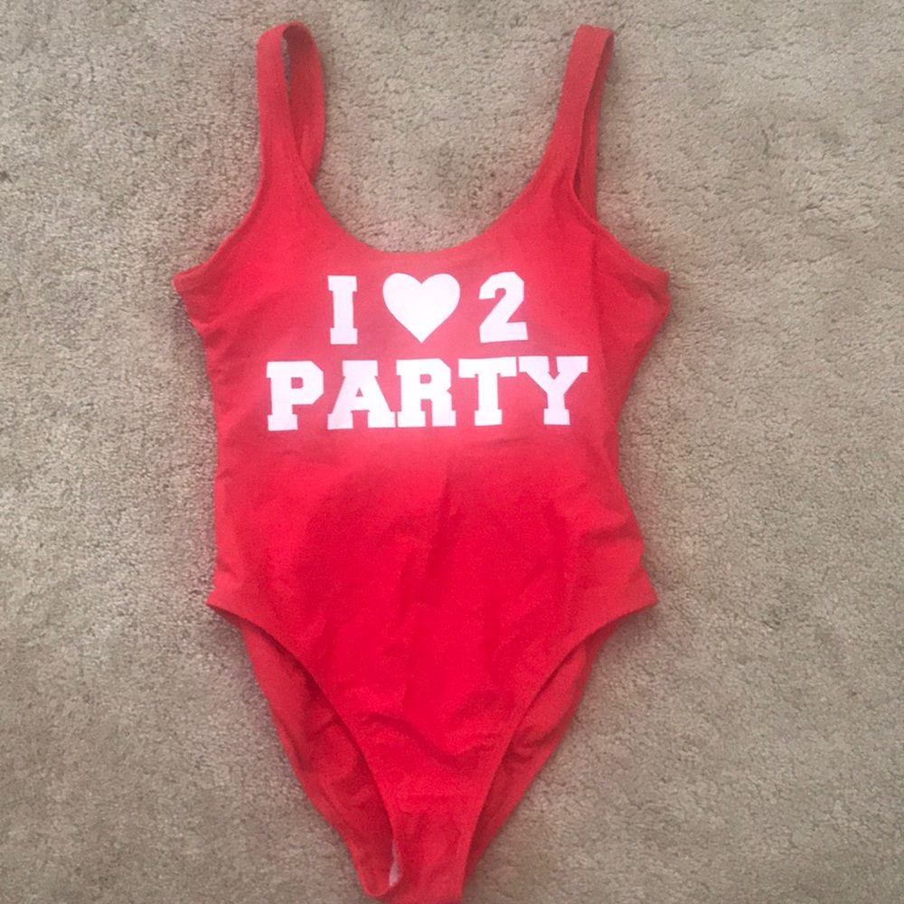 Red one piece swimsuit